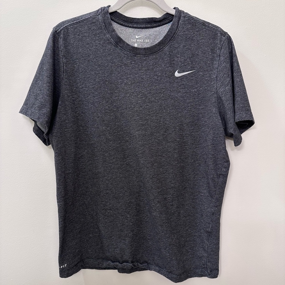 Nike Mens Dry Tee Dri-FIT Cotton Crew Black Heather/Matte Silver, Large